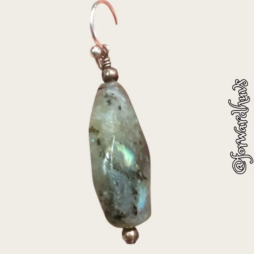 Faceted *Labradorite Stone Dangle Earrings – Elegant